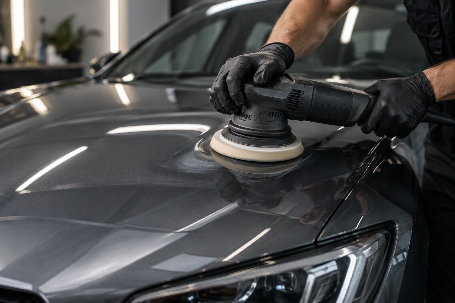 Polissage professionnel d’une voiture graphite
